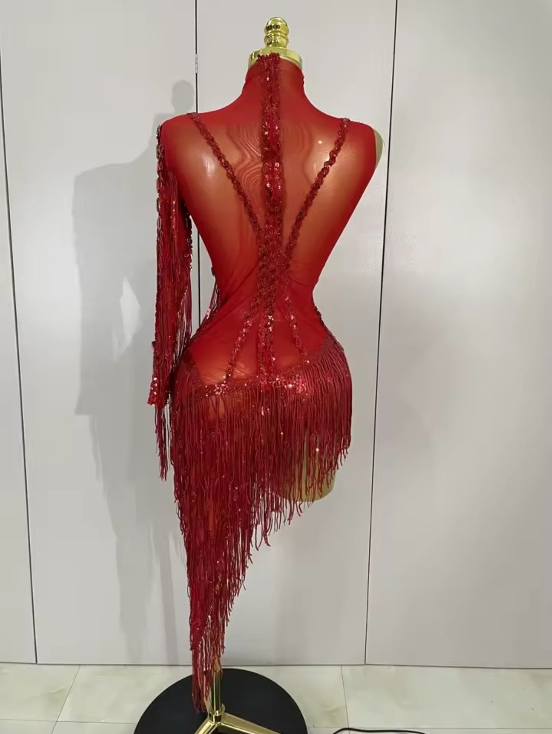 Red Carpet Baddie Fringe Dress