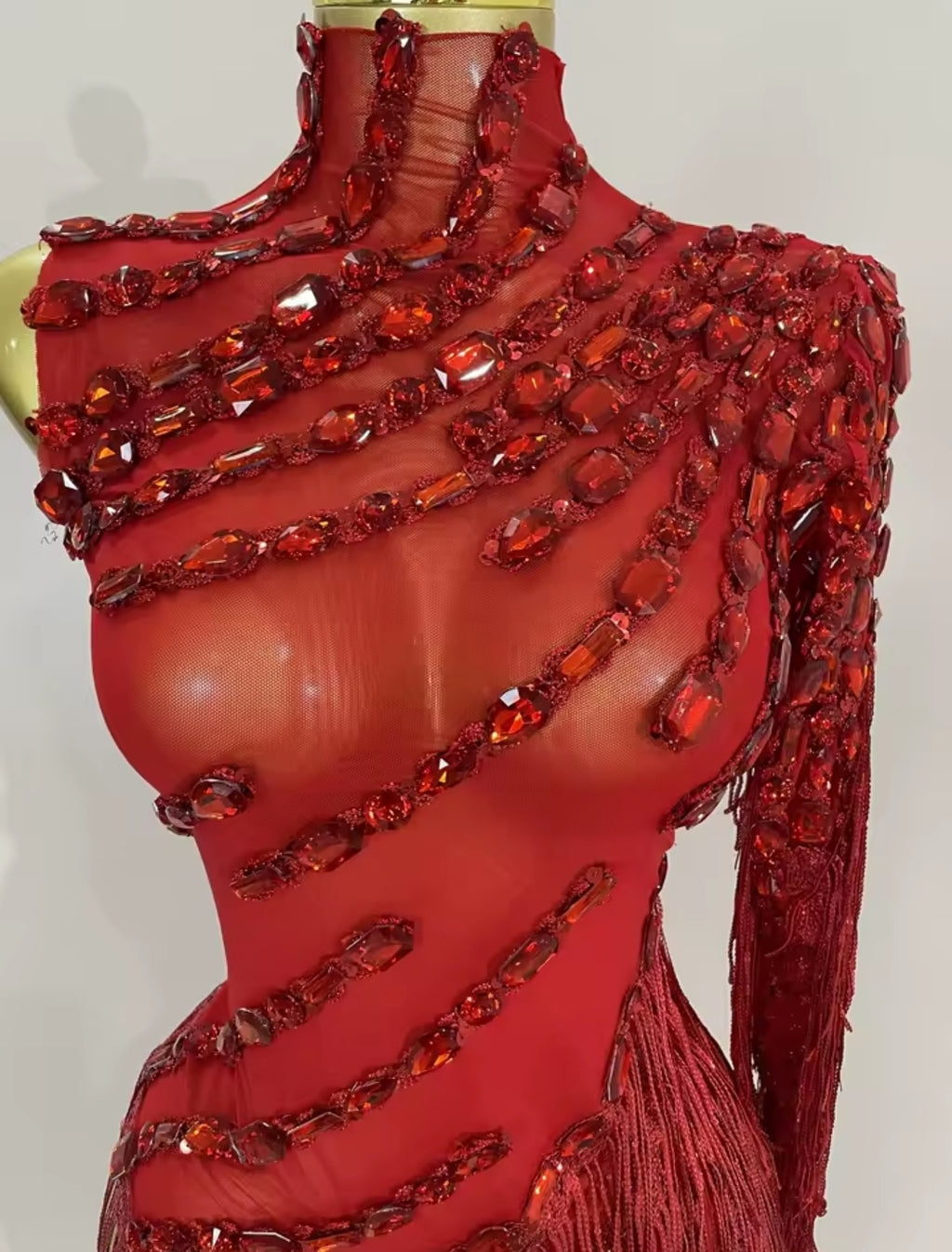 Red Carpet Baddie Fringe Dress
