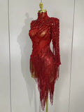 Red Carpet Baddie Fringe Dress