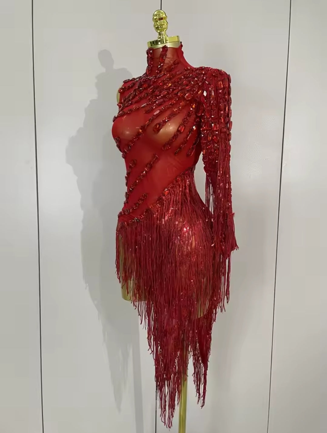 Red Carpet Baddie Fringe Dress